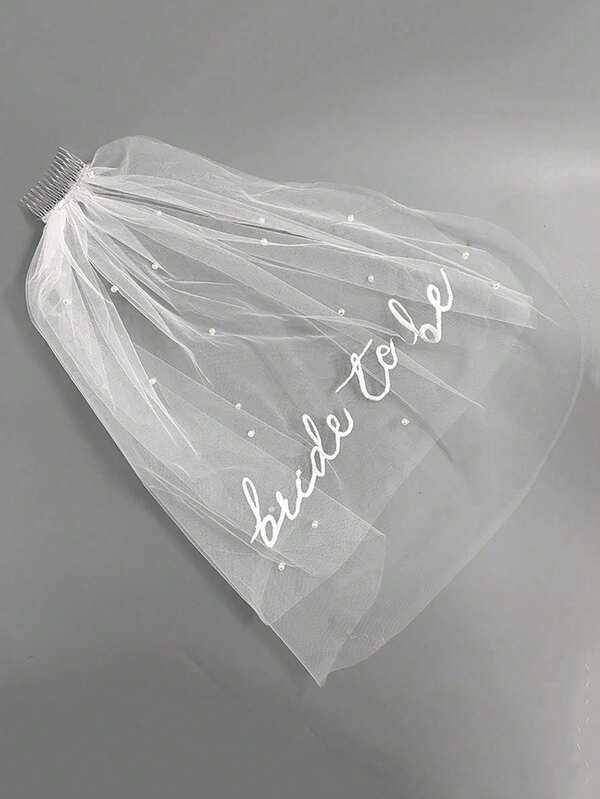 1pc Bachelorette Party Bridal Veil | Double Layer White Letter Veil With Comb, Photo Prop, Romantic Style